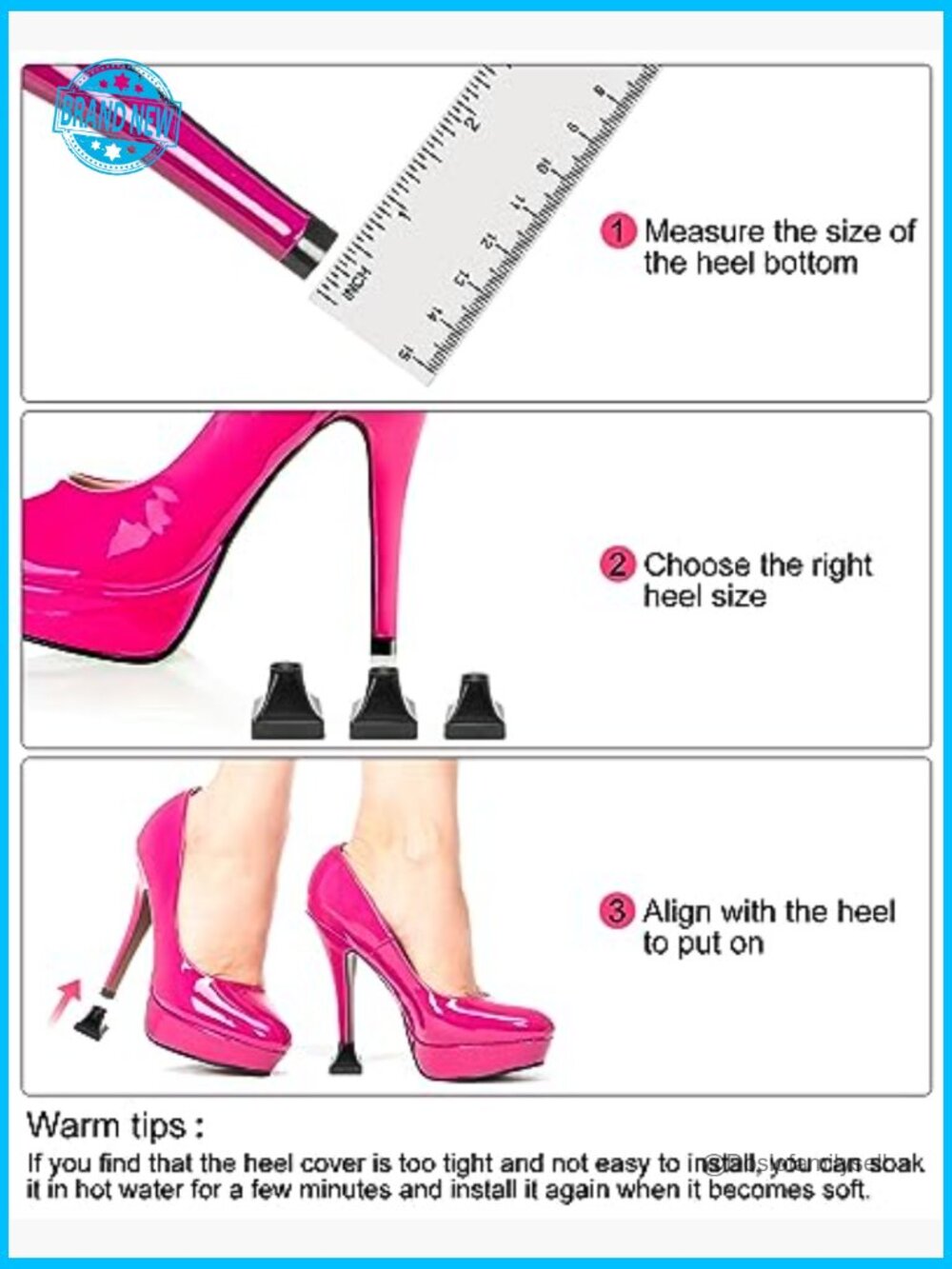 Heel Protectors for Stiletto Shoes Noise Reducing Non-Slip Caps Grass Friendly - Picture 4 of 5